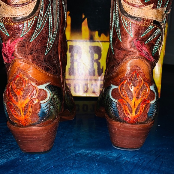Corral dragon boots  cognac inlay size 9 - Picture 6 of 8
